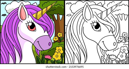 Beautiful Unicorn Coloring Page Illustration Stock Vector (Royalty Free ...