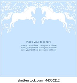 beautiful unicorn frame on a blue background