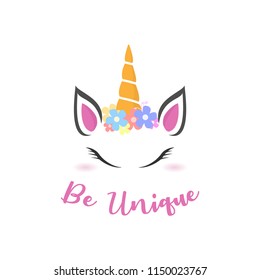 beautiful unicorn head illustration cartoon vector eps 10