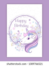 Beautiful unicorn head and inscription be unique with stars illustration  vector. 