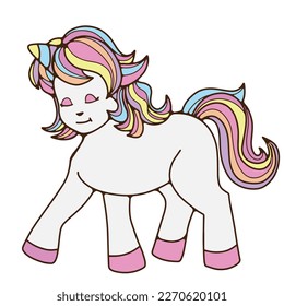 Hermosa ilustración de unicornio, vector de niños. doodal dibujado a mano lindo sueños dulces