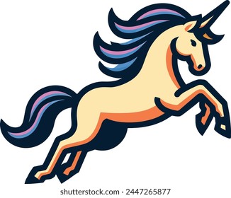 Beautiful unicorn jumping vector illustration on a white background.