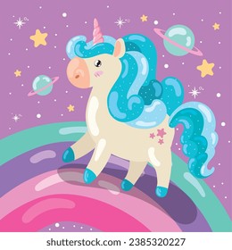 Beautiful unicorn Mythological animal Fantasy character Vector