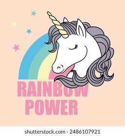 beautiful unicorn with stars illustration,vector