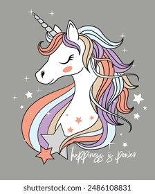 beautiful unicorn with stars illustration,vector with stars