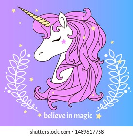 
Beautiful unicorn vector illustration. Hand drawn