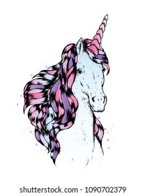 A beautiful unicorn. Vector illustration. Horse. A fabulous animal.