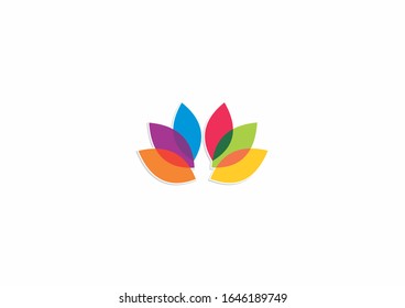beautiful and unique colorful leaves vector logo design concept