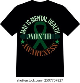 A beautiful and unique eye catching lovely   mental health men and women T SHIRT for American boys and girls | may is mental health awareness with green ribbon and stars 