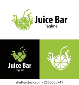 Diseño de logotipo hermoso y único, un logotipo negro y verde para la barra de jugo.