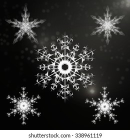 beautiful and unique set of snowflakes. Objects are divided in different groups. Useble as background and design elements for einene backgrounds.