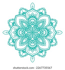 Beautiful Unique turquoise mandala, isolated on white background