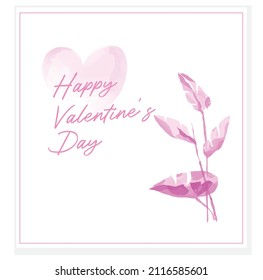 Beautiful and unique Valentine's Day greeting card template design different ideas. pink soft watercolor on minimalistic white background.
