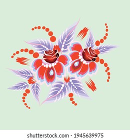 A beautiful and unusual composition of open red roses on a light background with green leaves is a triumph of selection, they are artificially bred for connoisseurs