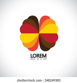 beautiful, unusual, unique pattern of petals of a flower bud or bloom in orange, red and yellow colors - concept vector icon.