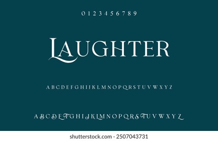 Beautiful Uppercase Font Number and lowercase letters. Traditional Lettering Minimal Style Designs. Modern serif typefaces for typography standard decorative retro idea. vector design