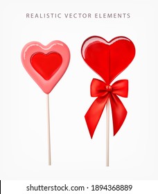 Beautiful valentine caramel, great design for any purposes. 3d realistic vector. Vector illustration isolated.
