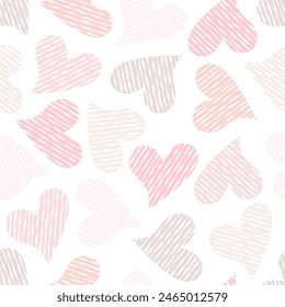 Beautiful valentine heart seamless pattern vector. Pastel heart wallpaper. Collection of cute hearts. Symbol of love, Valentine's day. Design for fabric, wrapping paper, sticker, card, scarf, cloth.