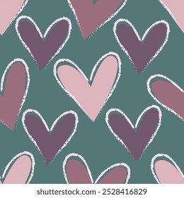 Hermoso corazón de San Valentín sin patrón de Vector. Fondo de pantalla de corazón pastel. Colección de lindos corazones. Símbolo de amor, día de San Valentín. Diseño para la tela, papel de embalaje, etiqueta engomada, tarjeta, bufanda, tela.