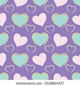 Beautiful valentine heart seamless pattern vector. Pastel heart wallpaper. Collection of cute hearts. Symbol of love, Valentine's day. Design for fabric, wrapping paper, sticker, card, scarf, cloth.