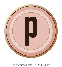 Beautiful ‘p’ Valentine Monogram Design – A Soft Pink and Gold Letter Art, Ideal for Romantic Projects, Love-Themed Cards, and Valentine’s Day Graphics.