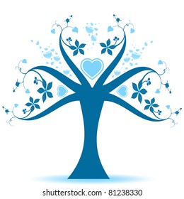 Beautiful valentine tree with hearts pattern