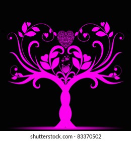 Beautiful valentine tree with hearts pattern on white background