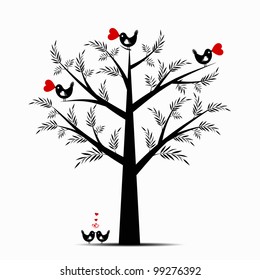 Beautiful valentine tree isolated on white background