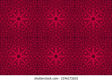 Beautiful valentine vector illustration with colorful red seamless pattern on the dark background