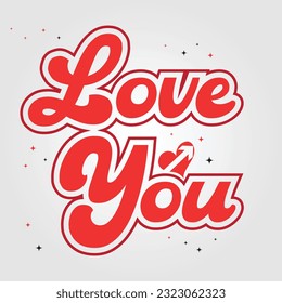Beautiful Valentine Vector Message Love You on a white background