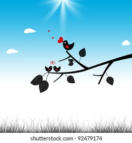 Beautiful Valentines birds and branch
