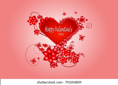 Beautiful Valentine's Day background with elements of red flower and heart.