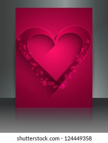 Beautiful Valentine's Day brochure reflection card vector