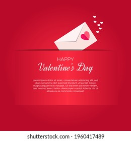 Beautiful valentine's day card template with love letter box