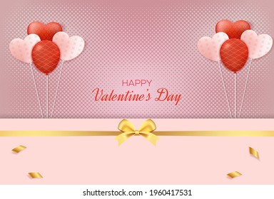 Beautiful valentine's day card template with love balloons and ribbon