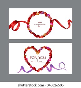 Beautiful Valentine's Day cards with rose petals