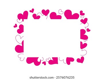 Beautiful Valentine's Day frame with hearts and space for text. Valentine's Day background with pink hearts. February 14th.