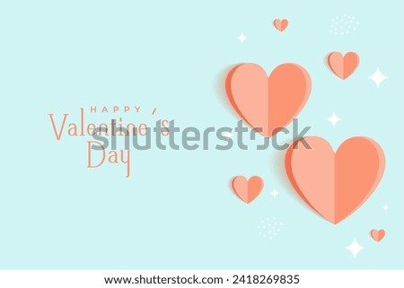 beautiful valentines day greeting background with papercut heart vector
