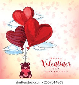 Beautiful Valentines Day Greeting Card Background Illustration