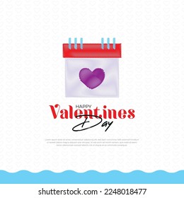 Beautiful valentines day greeting with love hearts and Happy valentine's day design template with light background and Happy valentine's day social media post with love