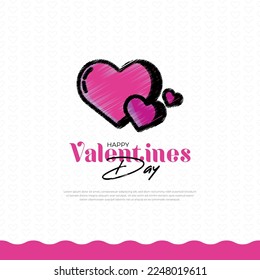 Beautiful valentines day greeting with love hearts and Happy valentine's day design template with light background and Happy valentine's day social media post with love