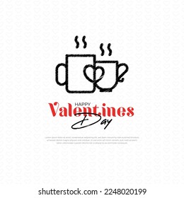 Beautiful valentines day greeting with love hearts and Happy valentine's day design template with light background and Happy valentine's day social media post with love