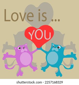 Beautiful Valentine's Day greetings, kittens congratulate the beloved or a loved one on Valentine's Day, love is ... you
