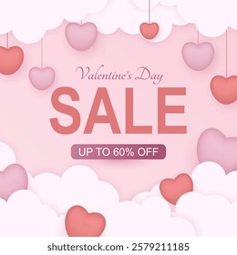 Beautiful Valentine's Day sale background with romantic pink background