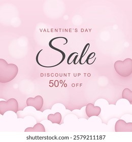 Beautiful Valentine's Day sale background with romantic pink background