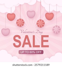 Beautiful Valentine's Day sale background with romantic pink background