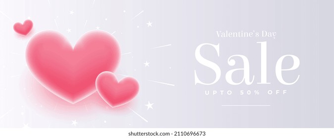 beautiful valentines day sale banner with soft hearts