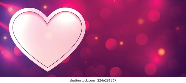 beautiful valentines day shiny bokeh banner with text space vector 