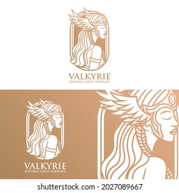 beautiful valkyrie vector logo template