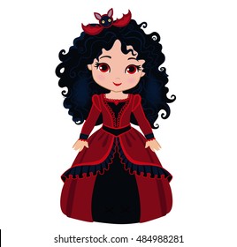 Beautiful vampire in gothic suit. Vector illustration.